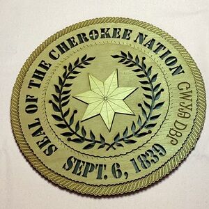 FINAL SALE PRICE Cherokee Seal Wooden Circle by Jim Burton